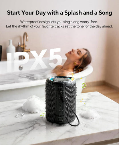 Portable Bluetooth Speaker, IPX5 Waterproof Outdoor Wireless Speaker with LED Lights, Bluetooth 5.3, 15W Sound, TWS Pairing & 15-Hour Battery