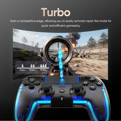 BETMI Wireless Controller for PS5, Pro/Slim/MAC/Steam Deck/PC, Hall Effect Joystick, Dual Vibration/Macro/Turbo, 3.5mm Jack, 6-Axis, Mute Key, LED Gamepad with Speaker (4 Lighting Effects, 9 Light Colors)