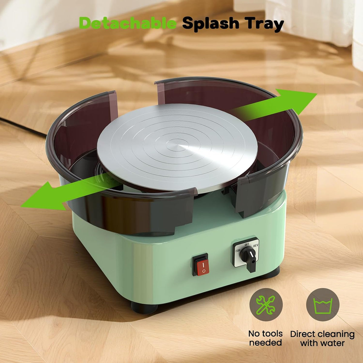 Alldeer 11 inch Pottery Wheel for Adults, Professional Pottery Kit 350W Electric Clay Wheel with Detachable Basin, 300RPM Foot Pedal Control, 19PCS Pottey Tools, for Beginners Starters