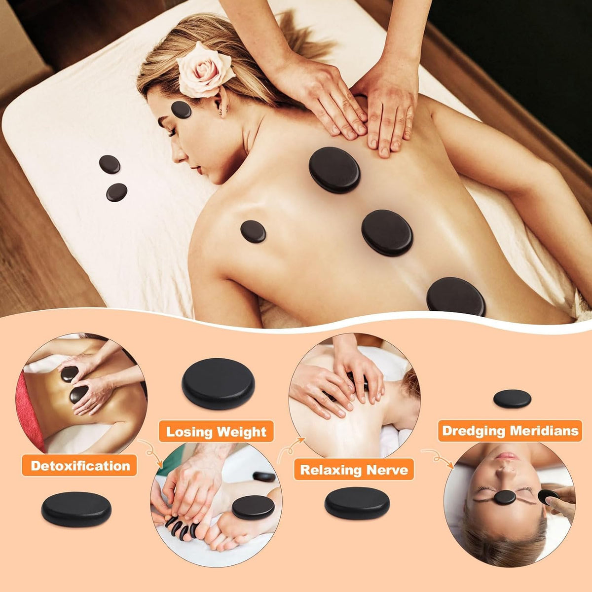 Primachen 9-Piece Hot Stones Massage Warmer Kit, Portable Basalt Massage Stones with Electric Heater, Home Spa Therapy Set