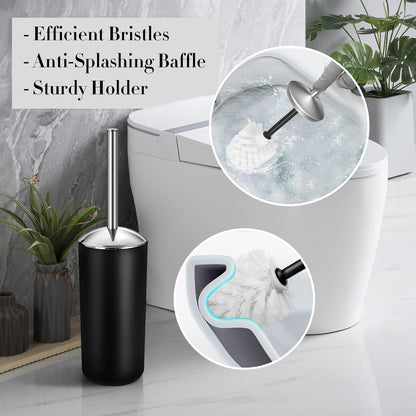 Black Bathroom Accessories Set, 10Pcs Bathroom Accessory Set with Trash Can, Soap Dispenser and Toothbrush Holder, Soap Dish, Cotton Ball & Qtip Holder, Toilet Brush Holder, Tissue Box Cover