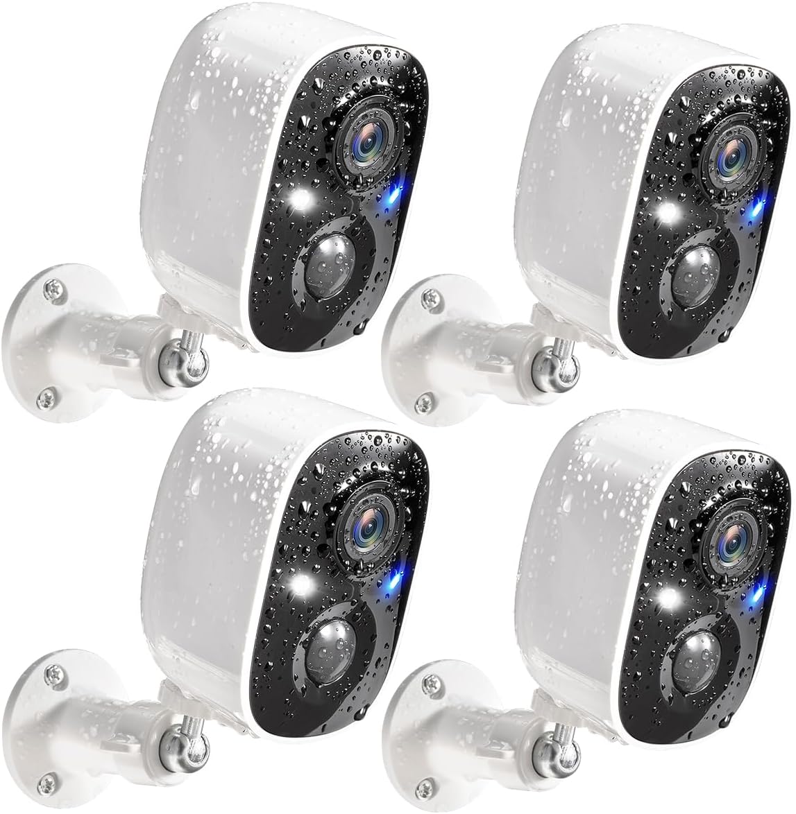 GMK CG6 4-Pack Wireless Outdoor Security Camera System, 2K 3MP Video, Color Night Vision, AI Motion Detection, 2-Way Audio, IP65 Weatherproof, 2.4GHz Wi-Fi