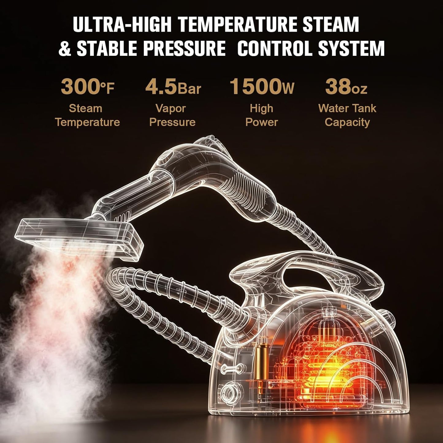 Waitbird 4.5 Bar 300°F Steam Cleaner for Bathroom, Kitchen, Floor & Grout Easy Use | Quick Heat Up | Large Tank | Quiet Operation | Safety Lock | 21 Accessories for Tiles, Toilets, Stovetop & Carpet