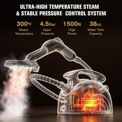 Waitbird 4.5 Bar 300°F Steam Cleaner for Bathroom, Kitchen, Floor & Grout Easy Use | Quick Heat Up | Large Tank | Quiet Operation | Safety Lock | 21 Accessories for Tiles, Toilets, Stovetop & Carpet