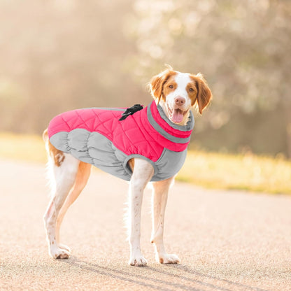 Warm Dog Winter Coat, Waterproof Dog Jacket with Built-In Harness, Reflective Fleece Vest, X-Small, Neon Pink