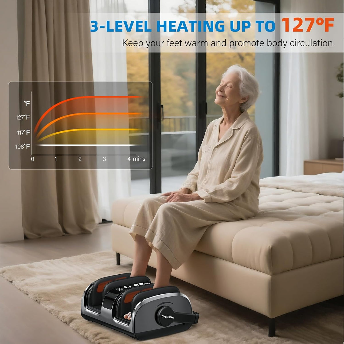 CARESKYpro HSA/FSA Eligible Shiatsu Foot Massager with Heat, 5 Intensity Levels, 3 Heat Settings, Deep Kneading & Rolling for Feet, Calves & Legs