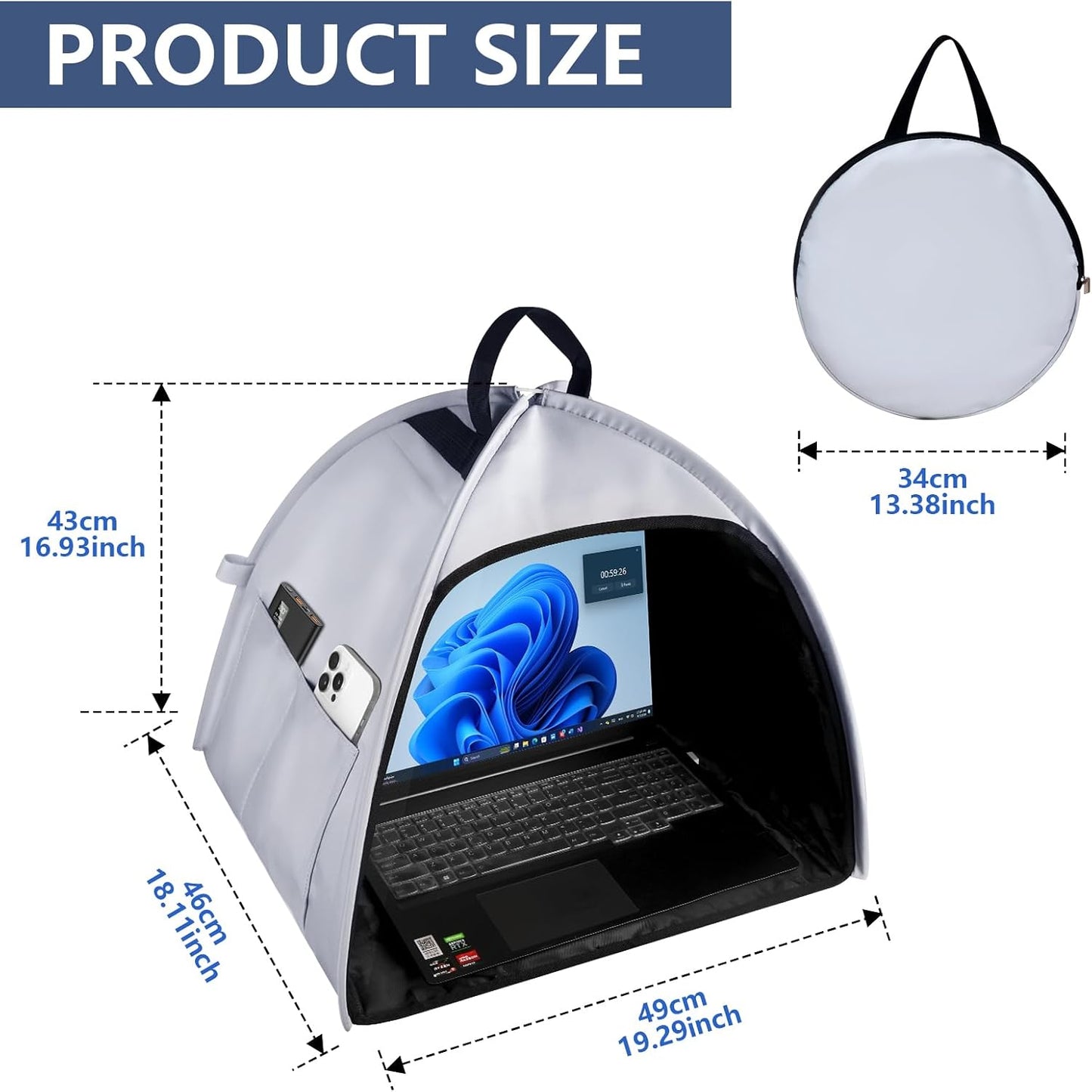 HoYiXi Universal Foldable Laptop Sun Shade & Privacy Shield -Fits 13-16 inch MacBook, Dell, Surface - Blocks Sunlight, Protects Privacy, Working Outdoor Travel,Anti - Glare(Have patents),Grey