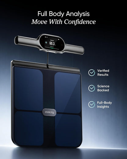Etekcity WiFi 8-Electrode Smart Scale for Body Weight and Fat Body Composition Scale with Color Handle Display, 50+ Metrics, 5-Segment Analysis, WiFi Auto Sync and USB-C Charging