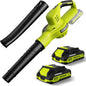 Leaf Blower Cordless 21V Electric with 2 Batteries and Charger Lightweight 2 Speed Mode Powerful Battery Powered Rechargeable Electric Leaf Blowers 2.0Ah Handheld for Lawn Care Yard and Patio Green