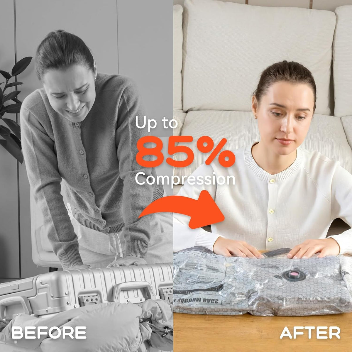 Vacuum Bags for Clothing Travel with Rechargeable Air Pump 15 Pack Vacuum Seal Bags, Space Saver Bags for Luggage and Suitcases, Compression Packing Bags in Multiple Travel Size