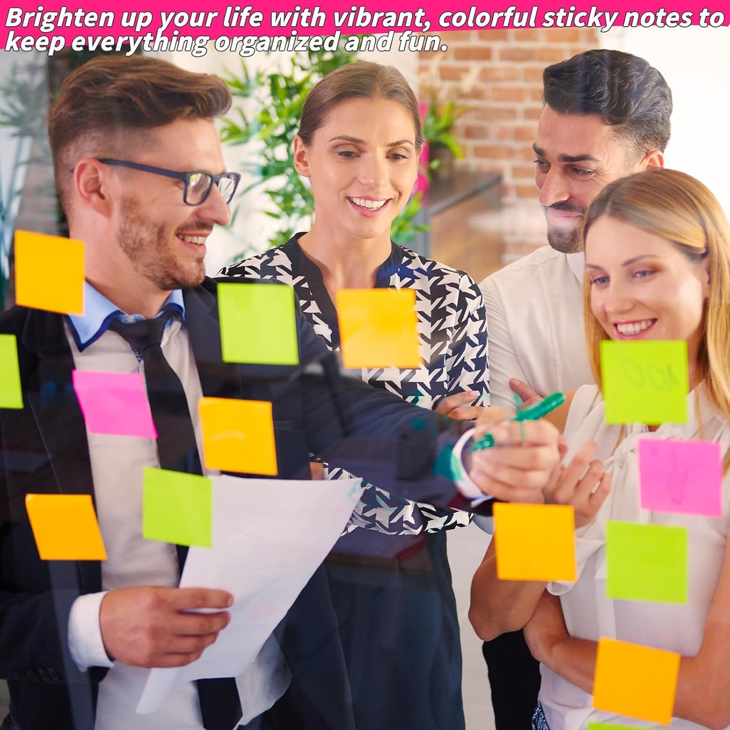 Oleitodh 35-Pack Sticky Notes, 3 x 3 Inch Colorful Memo Pads, 5 Bright Colors Self-Stick Notes for Office, School, Study, Planning and Reminders