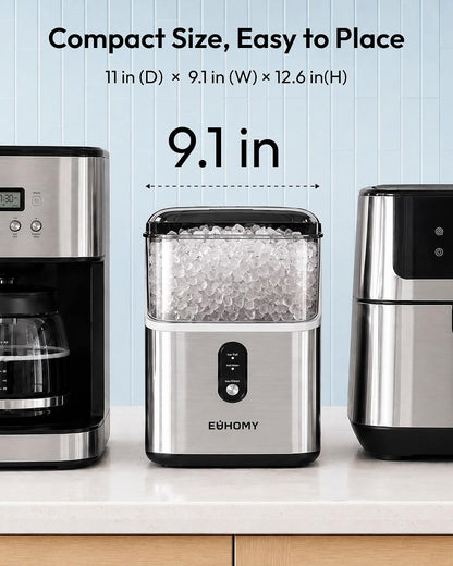 EUHOMY Nugget Ice Maker Countertop, Ready in 7 Mins, 35Lbs/24H Pebble Ice Maker Machine, Self-Cleaning Countertop Sonic Ice Makers with Ice Scoop&Basket, Pellet Ice Maker for Home, Stainless Steel