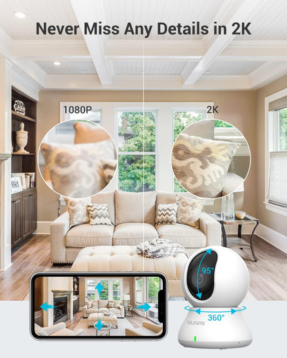 blurams A31 2K Indoor Security Camera 2-Pack, 360° PTZ Pet & Baby Monitor, AI Human & Motion Detection, Auto Tracking, Night Vision, Two-Way Audio, 2.4GHz Wi-Fi