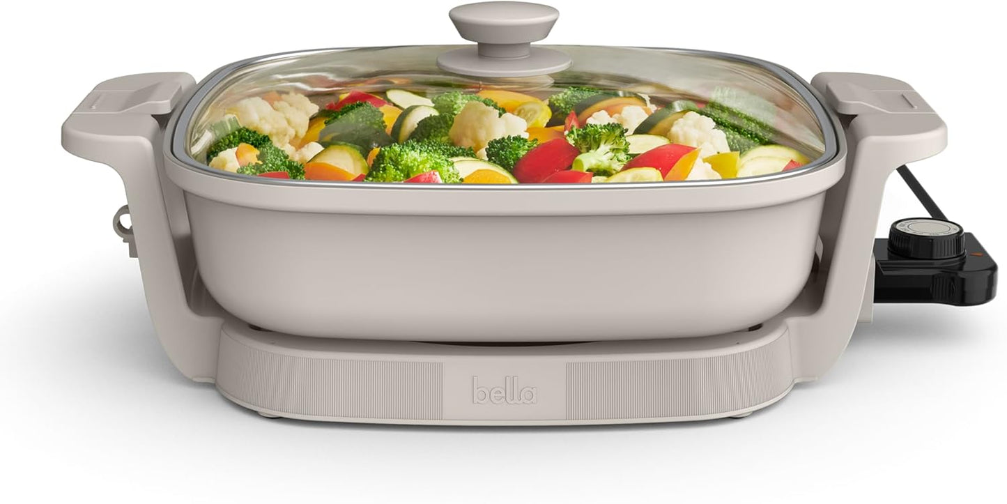 bella Fits-Anywhere SAUTE Make & Take Skillet, Non-Toxic, Ceramic, Oatmilk