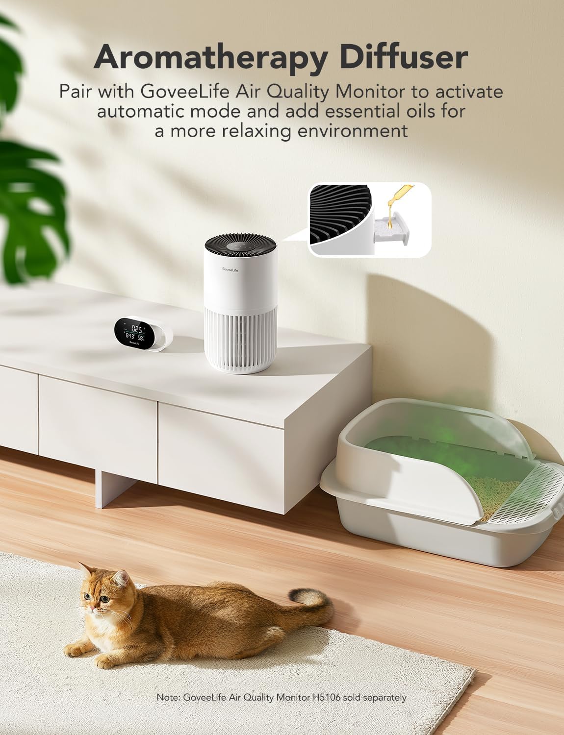 GoveeLife Smart Mini Air Purifier for Bedroom, with App & Alexa Control