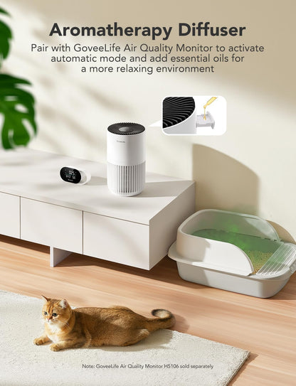 GoveeLife Smart Mini Air Purifier for Bedroom, with App & Alexa Control