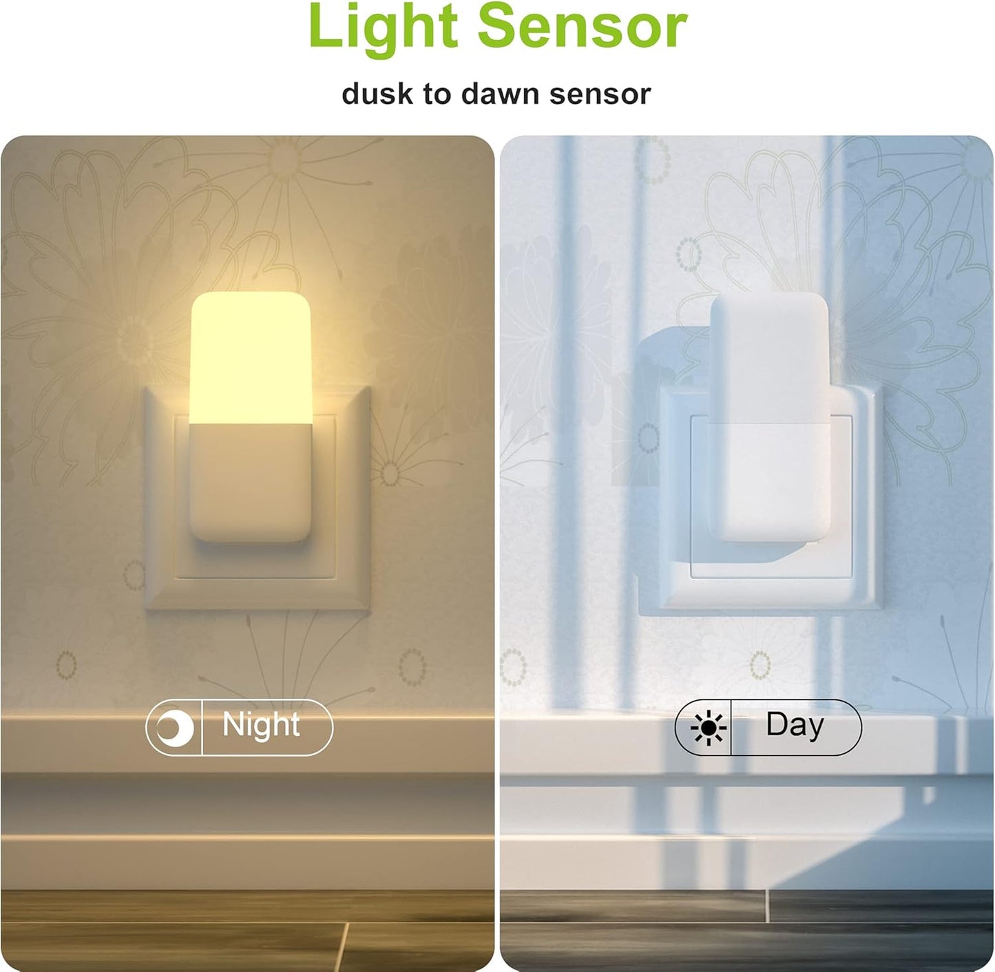 MAZ-TEK Plug-In Night Light, Warm White LED with Dusk-to-Dawn Sensor, 6-Pack