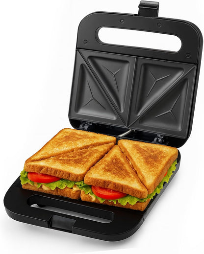 OVENTE Electric Sandwich Maker, 750W Non-Stick Plates, Black GPS401B