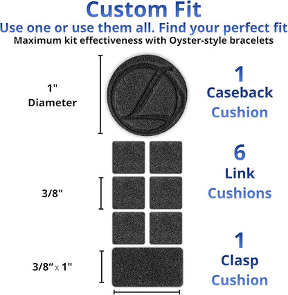 Linx Watch Accessories Watch Adjustment Cushions, Adhesive Leather Cushions for Watch Band Links, Clasp & Caseback, Custom Snug Fit for Metal Watch Bracelets