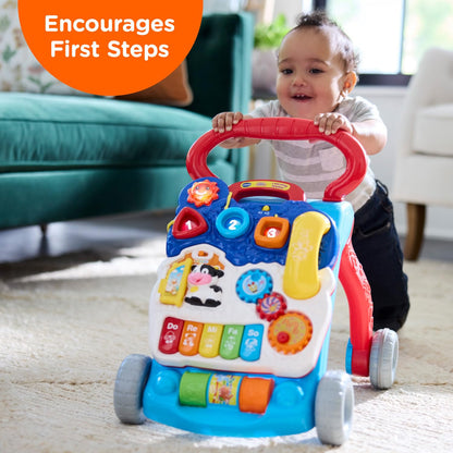 VTech Sit-to-Stand Learning Walker, Blue, Removable Activity Panel, Musical Piano Keys, Shape Sorters & Adjustable Two-Speed Control for Babies 9-36 Months