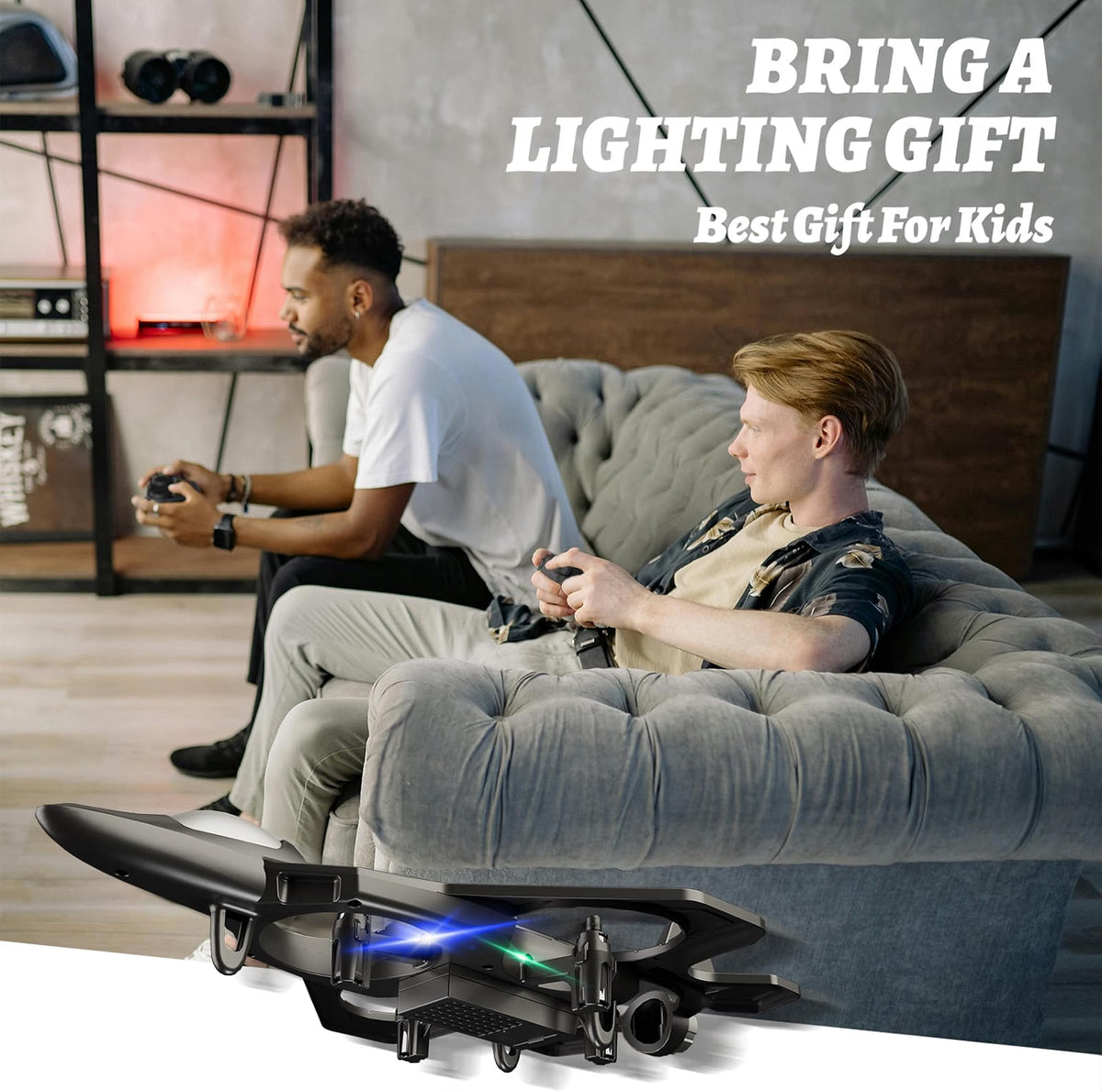 4DRC 4D-V50 Remote Control Airplane for Kids & Adults, 360° Stunt RC Fighter Aircraft with Headless Mode, Altitude Hold, 3-Speed Modes, LED Lights & Hand-Throw Takeoff, Black