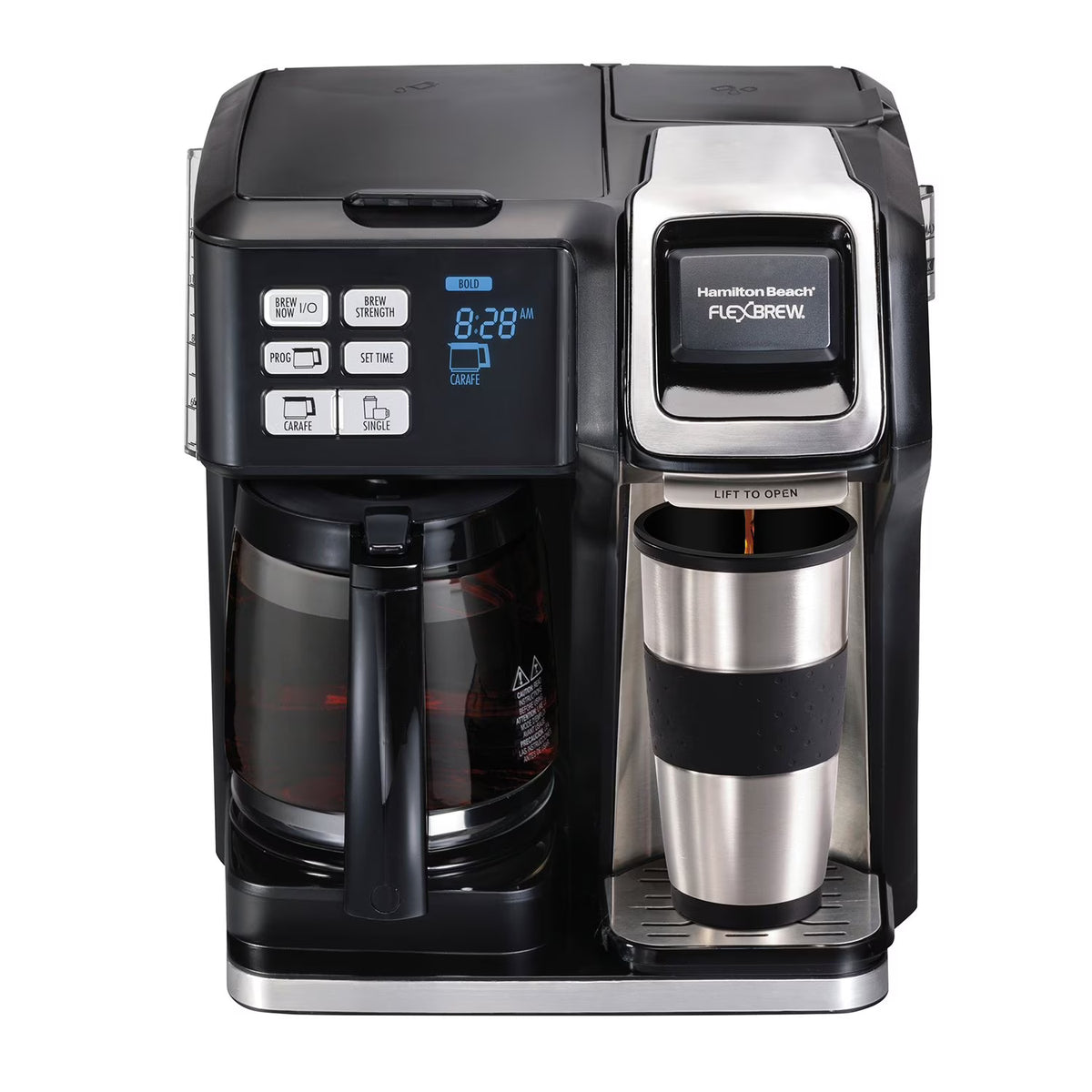 Hamilton Beach FlexBrew Trio Coffee Maker, 2-Way Single Serve & 12-Cup Coffee Maker with K-Cup Pod & Ground Coffee Compatibility, Programmable Brew Strength