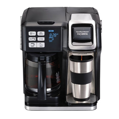 Hamilton Beach FlexBrew Trio Coffee Maker, 2-Way Single Serve & 12-Cup Coffee Maker with K-Cup Pod & Ground Coffee Compatibility, Programmable Brew Strength