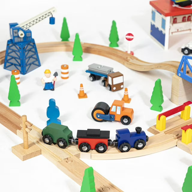 Maxim Enterprise Wooden Train Set, 100 pc.