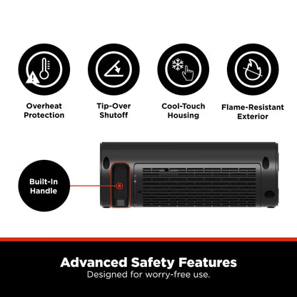 Pelonis 13" Under-Desk Flex Ceramic Space Heater, 1200W/700W Foot Pedal Controlled Heater with Adjustable Thermostat, Tip-Over & Overheat Protection, Compact Indoor Heater