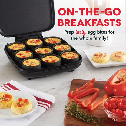 Dash Sous Vide Style Family Size Egg Bite Maker, 9 Silicone Cups, 1200W Egg Bite Cooker for Breakfast, Meal Prep & Snacks, Aqua