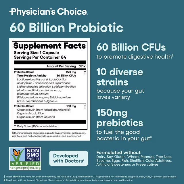Physician's Choice 60 Billion CFU Probiotic, 84 Ct., 10-Strain
