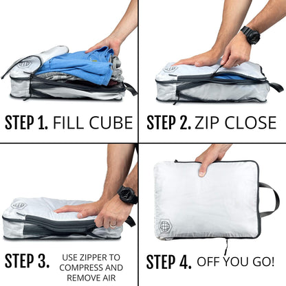 TRIPPED Travel Gear Large Compression Packing Cubes 4-Piece Set for Travel Expandable Compression Bags for Organized Storage in Checked Luggage and Suitcases