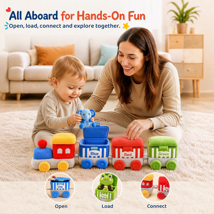 SAIMAND Soft Plush Animal Train Sensory Playset, 12-18 Months