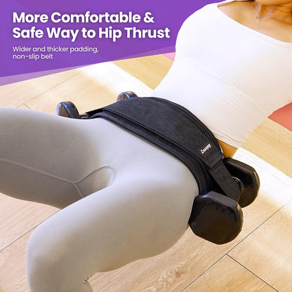 Balency Hip Thrust Belt for Dumbbells, Kettlebells & Weight Plates, Foldable Non-Slip Padded Glute Belt for Hip Thrusts, Squats & Home Gym Workouts, Black