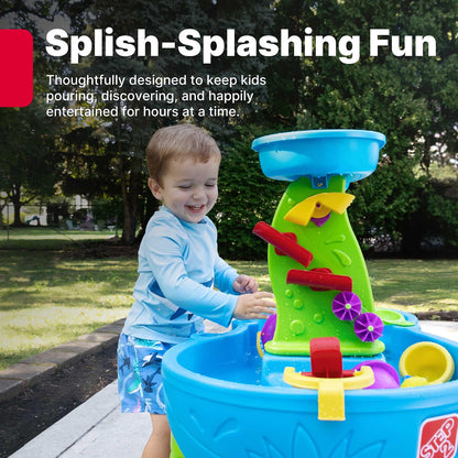 Step2 Rain Showers Splash Pond Toddler Water Table, Outdoor Kids Water Sensory Table with 13-Piece Water Toy Accessories, STEM Water Play, Ages 18+ Months, Blue & Green