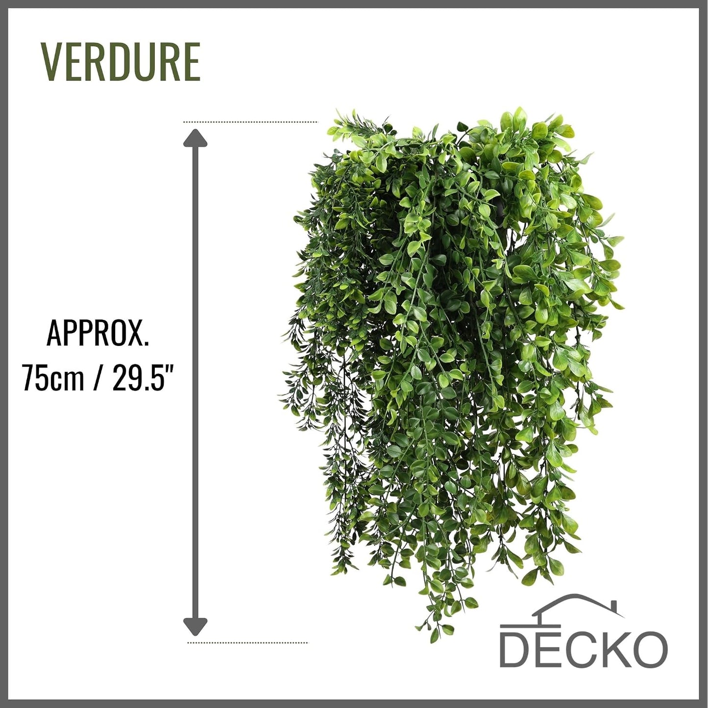 DECKO Artificial Plants - Fake Plants & Flowers Indoor and Outdoor - UV Resistant Hanging Plants for Living Room, Balcony, Patio, Kitchen etc - Faux Greenery - Senna Collection (2 Sets of 3 Cascades)
