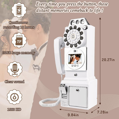 Video Audio Guest Book, Wedding Phone Customized Video Messages, Record Preserve Your Special Occasions, Ideal for a Variety of Memorable Party Occasions (Wall Phone,White)