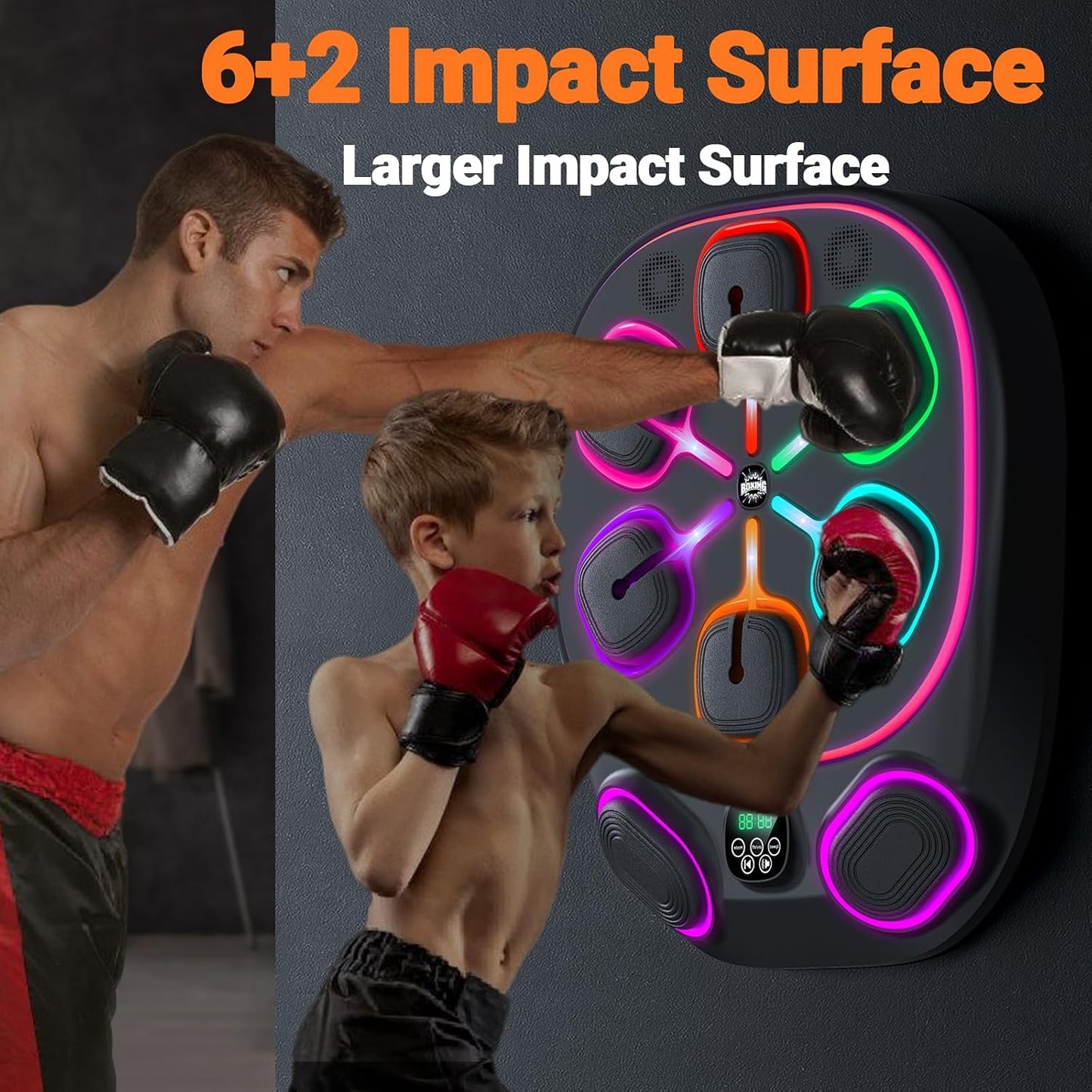 OurStarry Smart Music Boxing Machine for Adults and Kids, Wall Mounted Punching Trainer with Boxing Gloves, LED Electronic Target, 9 Modes and 9 Speeds, Home Gym Workout Equipment