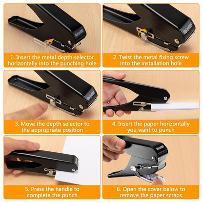MyLifeUNIT Badge Hole Punch, Heavy-Duty Slot Puncher for ID Cards, PVC Cards & Paper, Manual Oval Slot Punch with Paper Scrap Collector