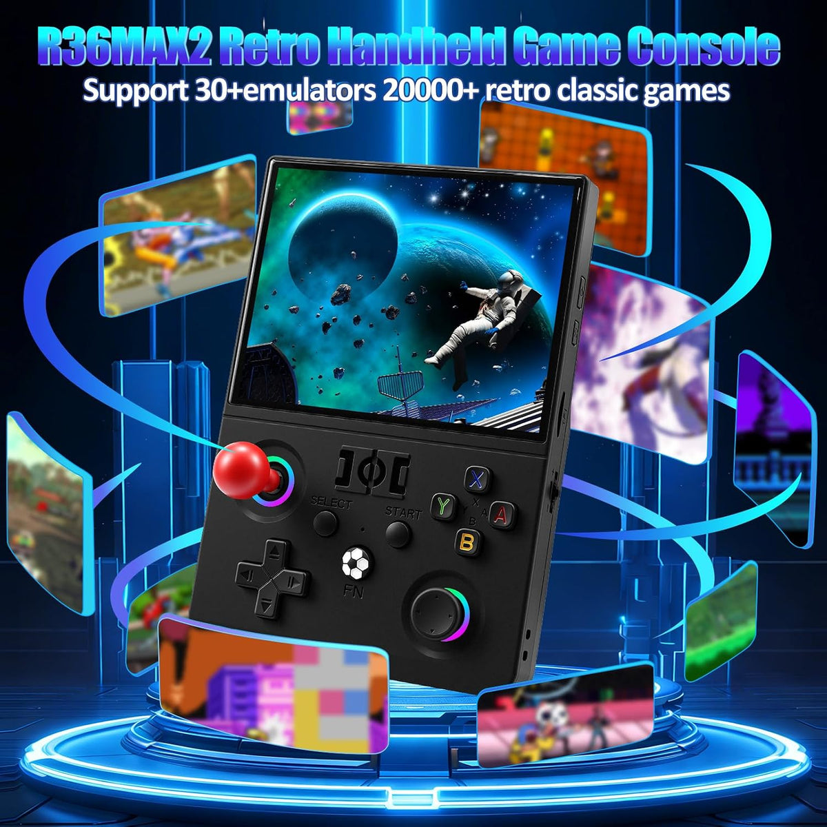 MAX Ⅱ Retro Gaming Console, 4.5 Inch 4K HD IPS Screen Retro Video Game Console, Handheld Game Console Preloaded 30+ Emulator Games, Linux System, Portable Video Console for Adult
