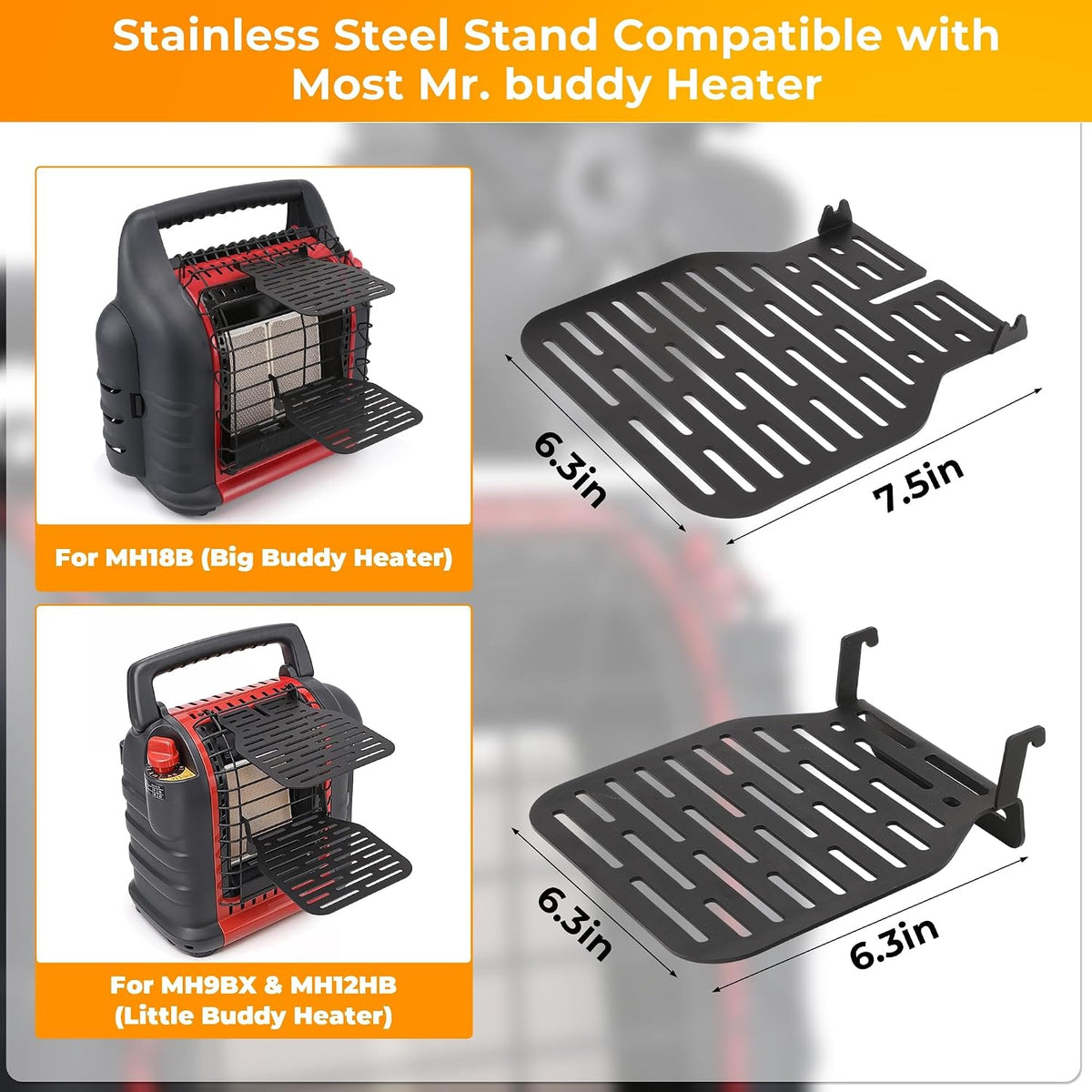 2-Tiered Wood Stove Fan Bracket, Cooker Plate Grill Attachment, Multi-Purpose Heater Bracket Compatible with Heater Fireplace Fan/Heated Stuff Shelf, Stand for Heater, Outdoor Heater Accessories