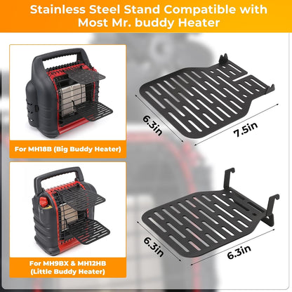 2-Tiered Wood Stove Fan Bracket, Cooker Plate Grill Attachment, Multi-Purpose Heater Bracket Compatible with Heater Fireplace Fan/Heated Stuff Shelf, Stand for Heater, Outdoor Heater Accessories