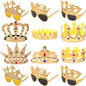 NICOWARM 12-Piece Crown Glasses & Crown Hats Party Set, 6 King & Queen Crown Sunglasses with 6 Adjustable Crown Hats, Royal Photo Props for Kids & Adults, Gold