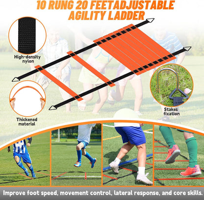 Bearwill Kids Soccer Goal Set of 2, 4 x 3 FT Portable Pop-Up Soccer Goals with Ball, Pump, Agility Ladder, Cones, Targets & Carry Bag
