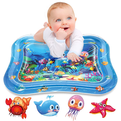 Infinno Inflatable Tummy Time Water Mat, Baby Sensory Toy for 3–24 Months, Leakproof BPA-Free PVC Water Play Mat for Tummy Time, Portable Baby Developmental Activity Mat