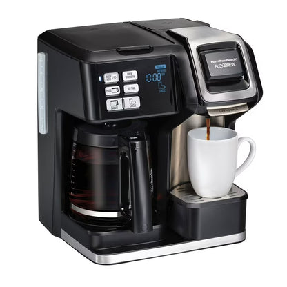 Hamilton Beach FlexBrew Trio Coffee Maker, 2-Way Single Serve & 12-Cup Coffee Maker with K-Cup Pod & Ground Coffee Compatibility, Programmable Brew Strength