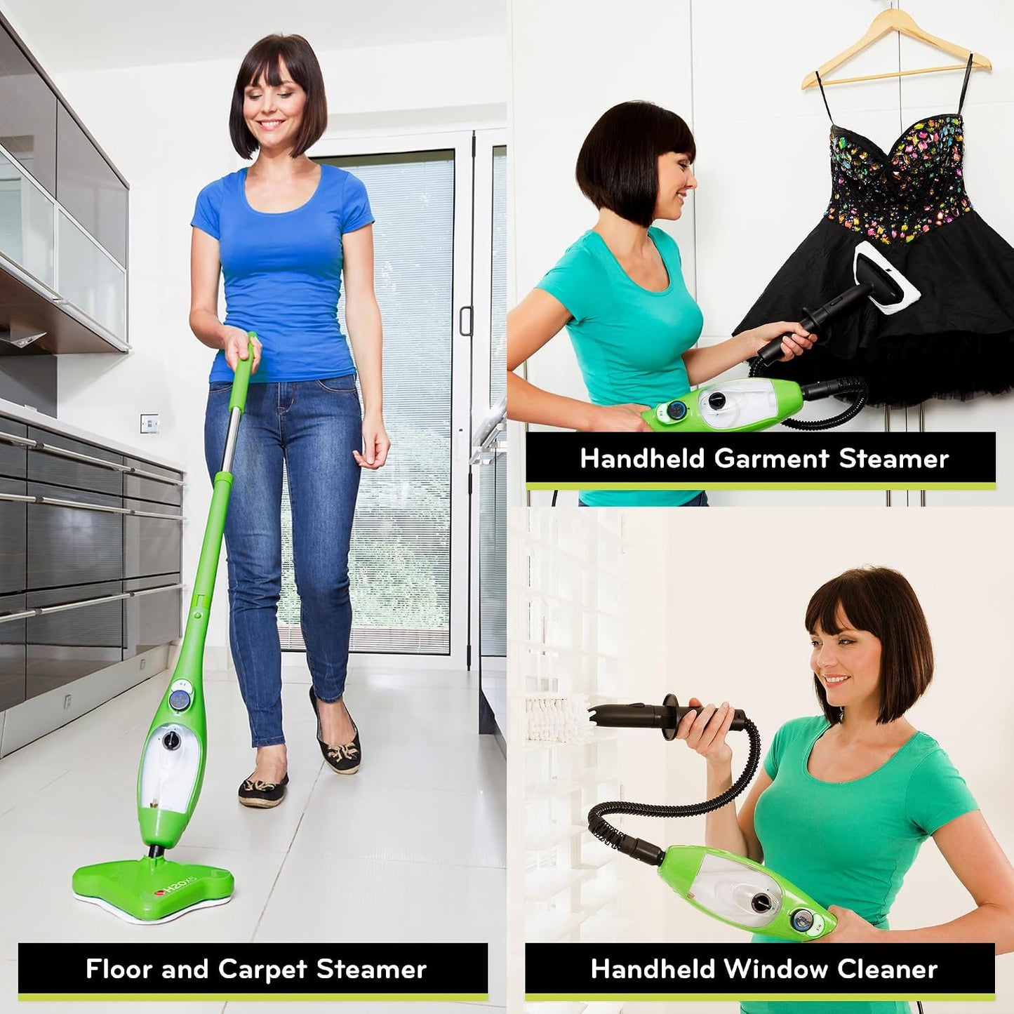 H2O X5 Steam Mop & Handheld Steam Cleaner | 5-in-1 Floor Steamer | Hardwood, Tile & Laminate Cleaner | Carpet Glider Included | Grout, Window & Garment Attachments