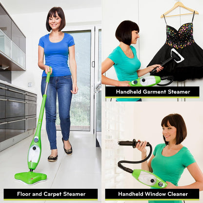 H2O X5 Steam Mop & Handheld Steam Cleaner | 5-in-1 Floor Steamer | Hardwood, Tile & Laminate Cleaner | Carpet Glider Included | Grout, Window & Garment Attachments
