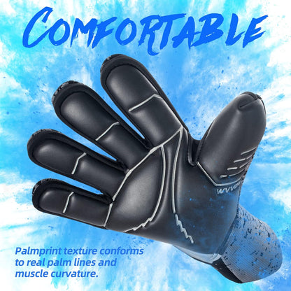 WVVOU Soccer Goalie Gloves for Youth & Adults, Size 9, 4+3mm Super Grip Latex Palm, Breathable Strapless Goalkeeper Gloves for Training & Matches, Black