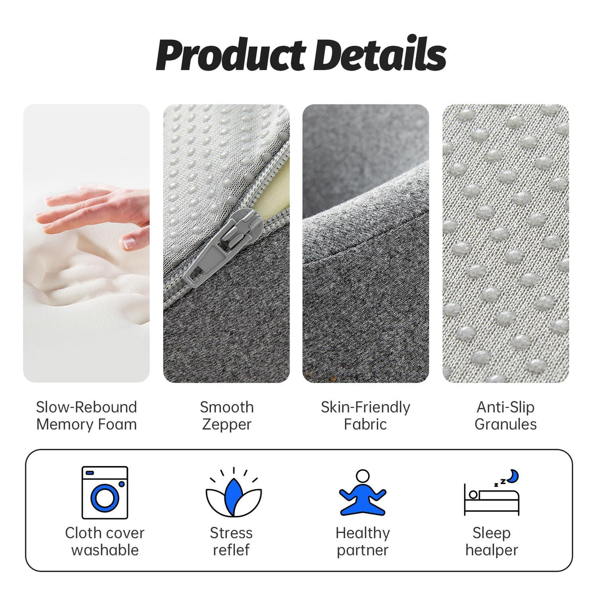 xiaomubiao Face Down Pillow for Massage Table, Memory Foam Face Cradle for Bed & Stomach Sleeping, Breathable Prone Rest Pillow with Removable Washable Cover, Gray